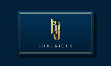 Klasik kraliyet baş harfleri KJ logosu. Bu logo yaratıcı bir şekilde lüks yazı karakteri ile birleşiyor. Kraliyet, Butik, Otel, Heraldic, Moda ve Mücevherat için uygun olacak..