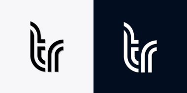 Modern Soyut Baş harf TR logosu. Bu simge, iki soyut yazı karakterini yaratıcı bir şekilde birleştirir. Hangi şirket ya da markanın bu baştaki başlattığı için uygun olacaktır.