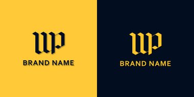Minimalist baş harfler WP logosu. Bu logo modern yazı karakterini yaratıcı bir şekilde birleştirdi. Bu başlangıç için hangi şirket veya markanın adı uygun olacaktır.
