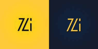 Minimalist Soyut Baş harf ZI logosu. Bu logo yaratıcı bir şekilde soyut harflerle birleştirilir. Hangi şirket ya da markanın bu ilk adımı attığı için uygun olacaktır..