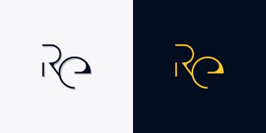 Minimalist soyut ilk harfler RE logosu. Bu logo, yaratıcı bir şekilde soyut yazı karakterine sahip. Hangi şirket ya da markanın başlattığı bu başlangıç noktası için uygun olacaktır..