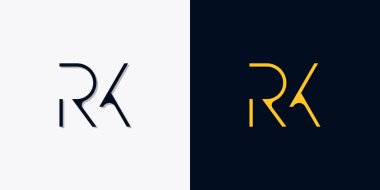 Minimalist soyut RK logosu. Bu logo, yaratıcı bir şekilde soyut yazı karakterine sahip. Hangi şirket ya da markanın başlattığı bu başlangıç noktası için uygun olacaktır..