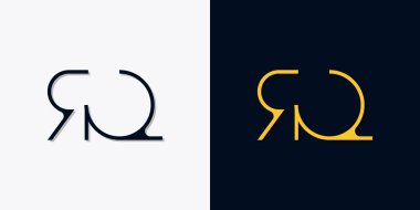 Minimalist soyut ilk harfler RQ logosu. Bu logo, yaratıcı bir şekilde soyut yazı karakterine sahip. Hangi şirket ya da markanın başlattığı bu başlangıç noktası için uygun olacaktır..