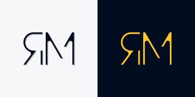 Minimalist soyut RM logosu. Bu logo, yaratıcı bir şekilde soyut yazı karakterine sahip. Hangi şirket ya da markanın başlattığı bu başlangıç noktası için uygun olacaktır..