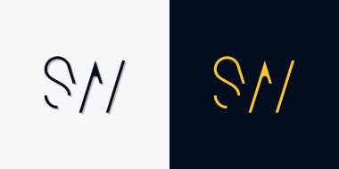 Minimalist soyut ilk harfler SW logosu. Bu logo, yaratıcı bir şekilde soyut yazı karakterine sahip. Hangi şirket ya da markanın başlattığı bu başlangıç noktası için uygun olacaktır..