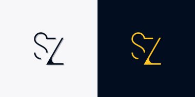 Minimalist soyut başlangıç harfleri SZ logosu. Bu logo, yaratıcı bir şekilde soyut yazı karakterine sahip. Hangi şirket ya da markanın başlattığı bu başlangıç noktası için uygun olacaktır..