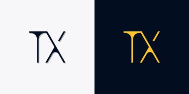 Minimalist soyut ilk harfler TX logosu. Bu logo, yaratıcı bir şekilde soyut yazı karakterine sahip. Hangi şirket ya da markanın başlattığı bu başlangıç noktası için uygun olacaktır..