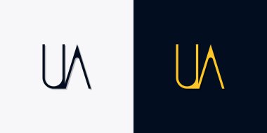 Minimalist soyut ilk harfler UA logosu. Bu logo, yaratıcı bir şekilde soyut yazı karakterine sahip. Hangi şirket ya da markanın başlattığı bu başlangıç noktası için uygun olacaktır..
