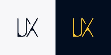 Minimalist soyut başlangıç harfleri UX logosu. Bu logo, yaratıcı bir şekilde soyut yazı karakterine sahip. Hangi şirket ya da markanın başlattığı bu başlangıç noktası için uygun olacaktır..