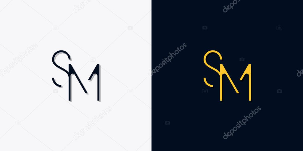 Minimalist abstract initial letters SM logo. This logo incorporate with abstract typeface in the creative way.It will be suitable for which company or brand name start those initial.
