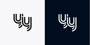 Modern Soyut Baş harf YY logosu. Bu simge, iki soyut yazı karakterini yaratıcı bir şekilde birleştirir. Hangi şirket ya da markanın bu baştaki başlattığı için uygun olacaktır.