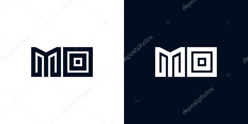 Letras iniciales mínimas creativas logotipo MO. Este logotipo incorpora ...