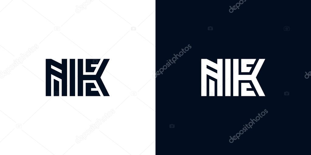Letras iniciales creativas mínimas logotipo de NK. Este logotipo ...