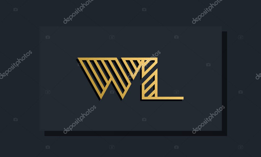 Elegante línea de arte inicial letra logo WL. Este logotipo incorpora ...