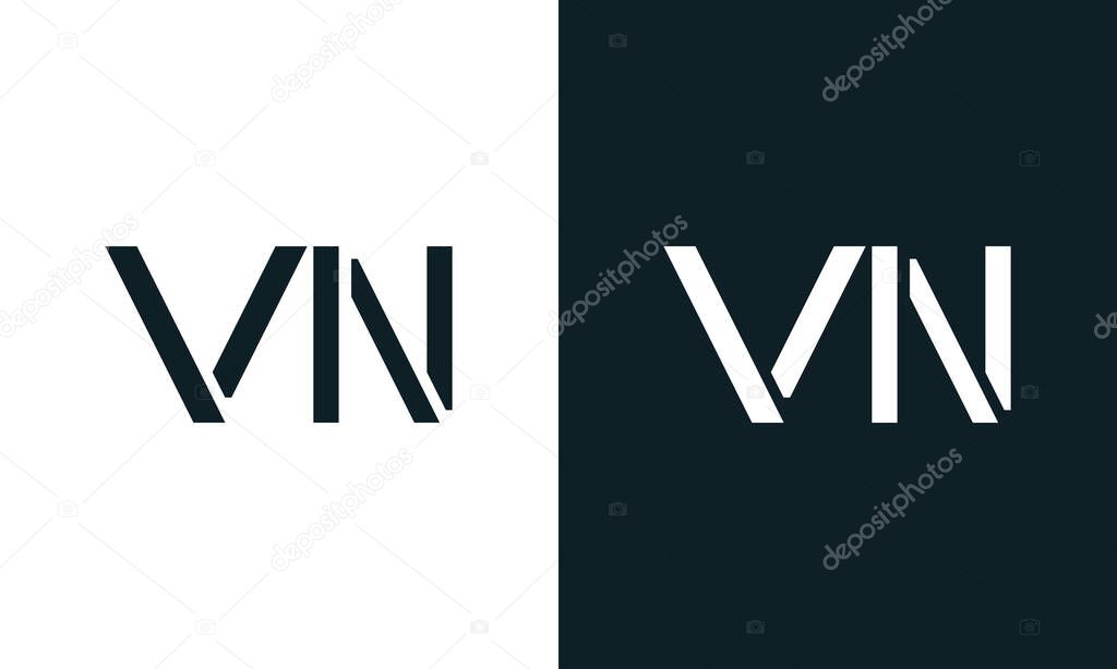 Creative minimal abstract letter VN logo. This logo incorporate with abstract typeface in the creative way.It will be suitable for which company or brand name start those initial.