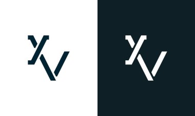 Yaratıcı asgari soyut harf XV logosu. Bu logo, yaratıcı bir şekilde soyut yazı karakterine sahip. Hangi şirket ya da markanın başlattığı bu başlangıç noktası için uygun olacaktır..