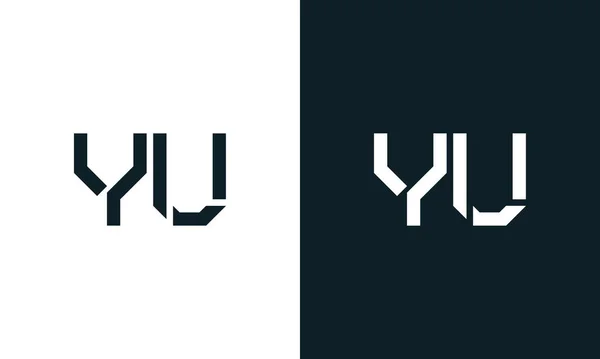 創造的な最小限の抽象的な手紙Yuのロゴ このロゴは 抽象的な書体を創造的な方法で組み込んでいます 会社やブランド名が最初にそれらを開始するのに適しています — ストックベクタ