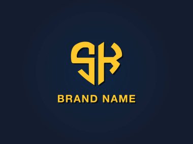 İlk harf SK logosu. Bu simge, iki aşk biçimli yazı karakterini yaratıcı bir şekilde birleştirir. Hangi şirket ya da markanın bu baştaki adı başlattığı için uygun olacaktır.