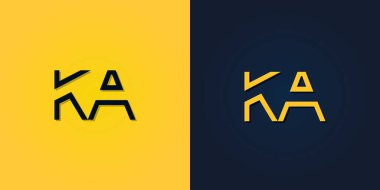 Minimalist Soyut Baş harf KA logosu. Bu logo yaratıcı bir şekilde soyut harflerle birleştirilir. Hangi şirket ya da markanın bu ilk adımı attığı için uygun olacaktır..