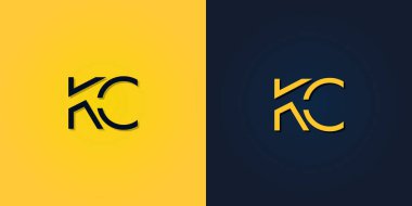 Minimalist Soyut Baş harf KC logosu. Bu logo yaratıcı bir şekilde soyut harflerle birleştirilir. Hangi şirket ya da markanın bu ilk adımı attığı için uygun olacaktır..