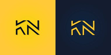 Minimalist Soyut Baş harf KN logosu. Bu logo yaratıcı bir şekilde soyut harflerle birleştirilir. Hangi şirket ya da markanın bu ilk adımı attığı için uygun olacaktır..