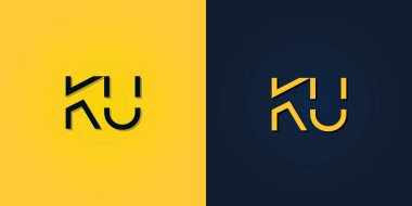 Minimalist Soyut Baş harfi KU logosu. Bu logo yaratıcı bir şekilde soyut harflerle birleştirilir. Hangi şirket ya da markanın bu ilk adımı attığı için uygun olacaktır..