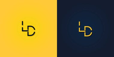 Minimalist Soyut Baş harf LD logosu. Bu logo yaratıcı bir şekilde soyut harflerle birleştirilir. Hangi şirket ya da markanın bu ilk adımı attığı için uygun olacaktır..
