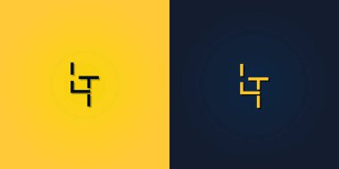 Minimalist Soyut Baş harf LT logosu. Bu logo yaratıcı bir şekilde soyut harflerle birleştirilir. Hangi şirket ya da markanın bu ilk adımı attığı için uygun olacaktır..