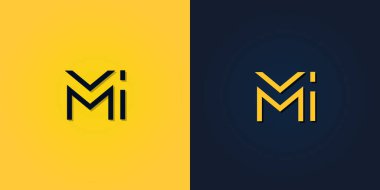 Minimalist Soyut Baş harf MI logosu. Bu logo yaratıcı bir şekilde soyut harflerle birleştirilir. Hangi şirket ya da markanın bu ilk adımı attığı için uygun olacaktır..