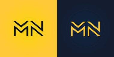 Minimalist Soyut Baş harf MN logosu. Bu logo yaratıcı bir şekilde soyut harflerle birleştirilir. Hangi şirket ya da markanın bu ilk adımı attığı için uygun olacaktır..