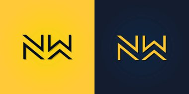 Minimalist Soyut NW harfli logo. Bu logo yaratıcı bir şekilde soyut harflerle birleştirilir. Hangi şirket ya da markanın bu ilk adımı attığı için uygun olacaktır..