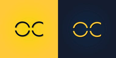 Minimalist Soyut Baş harf OC logosu. Bu logo yaratıcı bir şekilde soyut harflerle birleştirilir. Hangi şirket ya da markanın bu ilk adımı attığı için uygun olacaktır..