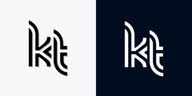 Modern Soyut Baş harf KT logosu. Bu simge, iki soyut yazı karakterini yaratıcı bir şekilde birleştirir. Hangi şirket ya da markanın bu baştaki başlattığı için uygun olacaktır.