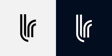 Modern Soyut Baş harf LR logosu. Bu simge, iki soyut yazı karakterini yaratıcı bir şekilde birleştirir. Hangi şirket ya da markanın bu baştaki başlattığı için uygun olacaktır.