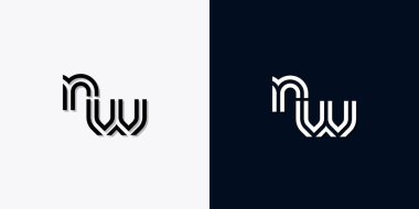 Modern Soyut NW harfli logo. Bu simge, iki soyut yazı karakterini yaratıcı bir şekilde birleştirir. Hangi şirket ya da markanın bu baştaki başlattığı için uygun olacaktır.