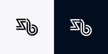 Modern Soyut Baş harf SB logosu. Bu simge, iki soyut yazı karakterini yaratıcı bir şekilde birleştirir. Hangi şirket ya da markanın bu baştaki başlattığı için uygun olacaktır.