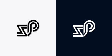 Modern Soyut Baş harf SP logosu. Bu simge, iki soyut yazı karakterini yaratıcı bir şekilde birleştirir. Hangi şirket ya da markanın bu baştaki başlattığı için uygun olacaktır.