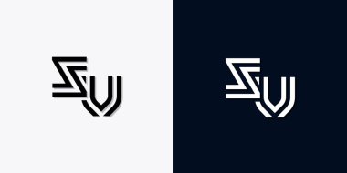 Modern Soyut Baş harf SV logosu. Bu simge, iki soyut yazı karakterini yaratıcı bir şekilde birleştirir. Hangi şirket ya da markanın bu baştaki başlattığı için uygun olacaktır.