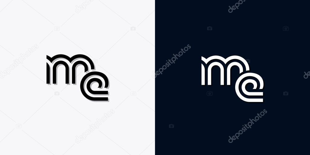 Modern Abstract Initial letter ME logo. This icon incorporate with two abstract typeface in the creative way.It will be suitable for which company or brand name start those initial.