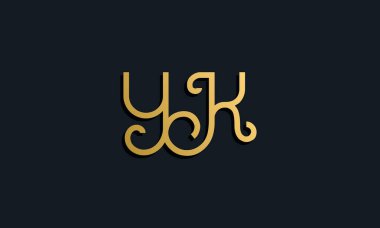 Lüks moda ilk harf YK logosu. Bu simge modern yazı karakterini yaratıcı bir şekilde birleştirir. Bu başlangıç için hangi şirket veya markanın adı uygun olacaktır.
