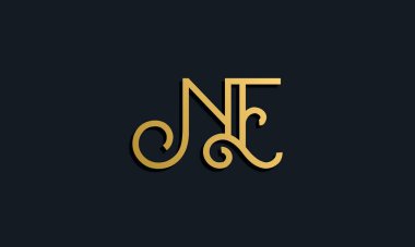 Lüks moda ilk harf NE logosu. Bu simge modern yazı karakterini yaratıcı bir şekilde birleştirir. Bu başlangıç için hangi şirket veya markanın adı uygun olacaktır.