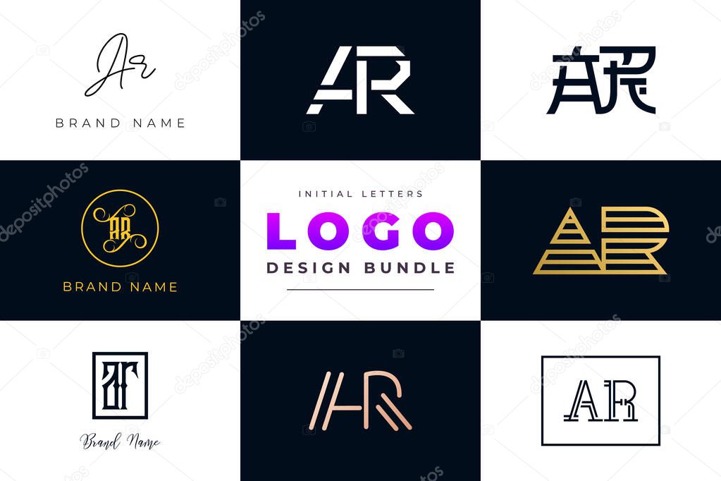 Set of collection Initial Letters AR Logo Design. It will be a creative idea to use for personal branding, business, organization etc.
