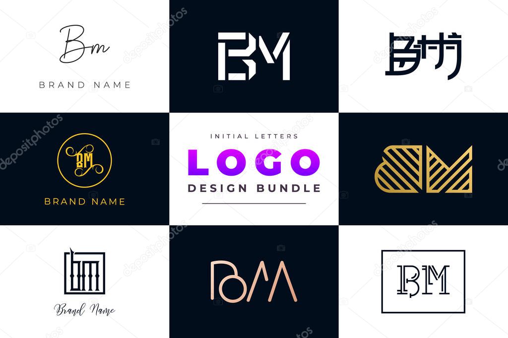 Set of collection Initial Letters BM Logo Design. It will be a creative idea to use for personal branding, business, organization etc.