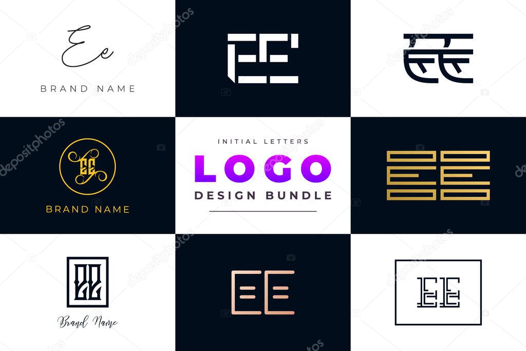 Set of collection Initial Letters EE Logo Design. It will be a creative idea to use for personal branding, business, organization etc.