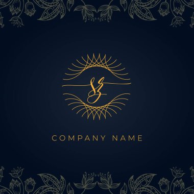 Zarif lüks SZ logosu. Bu simge, soyut yuvarlak, çiçekli arka planda ince geometrik şekle sahip anonim şirkettir. Hangi şirket veya markanın bu ilk adımları atması uygun olacaktır.