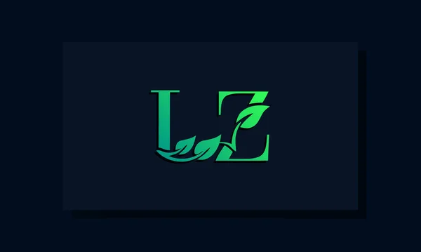 ミニマルなリーフスタイル初期Lzロゴ このロゴは葉と創造的な方法で2文字で組み込まれています それはに適しエコ 成長とハーブ関連ブランドまたは会社 — ストックベクタ