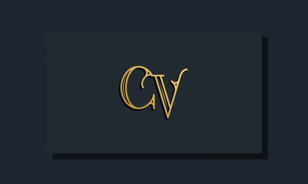 最小内联风格初始Cv标志 这个标志以创造性的方式与现代字体结合在一起 适用于那些公司或品牌的首字母首字母缩写 — 图库矢量图片