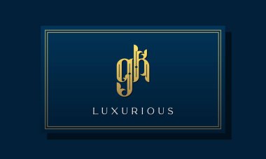 Klasik kraliyet baş harfleri GK logosu. Bu logo yaratıcı bir şekilde lüks yazı karakteri ile birleşiyor. Kraliyet, Butik, Otel, Heraldic, Moda ve Mücevherat için uygun olacak..