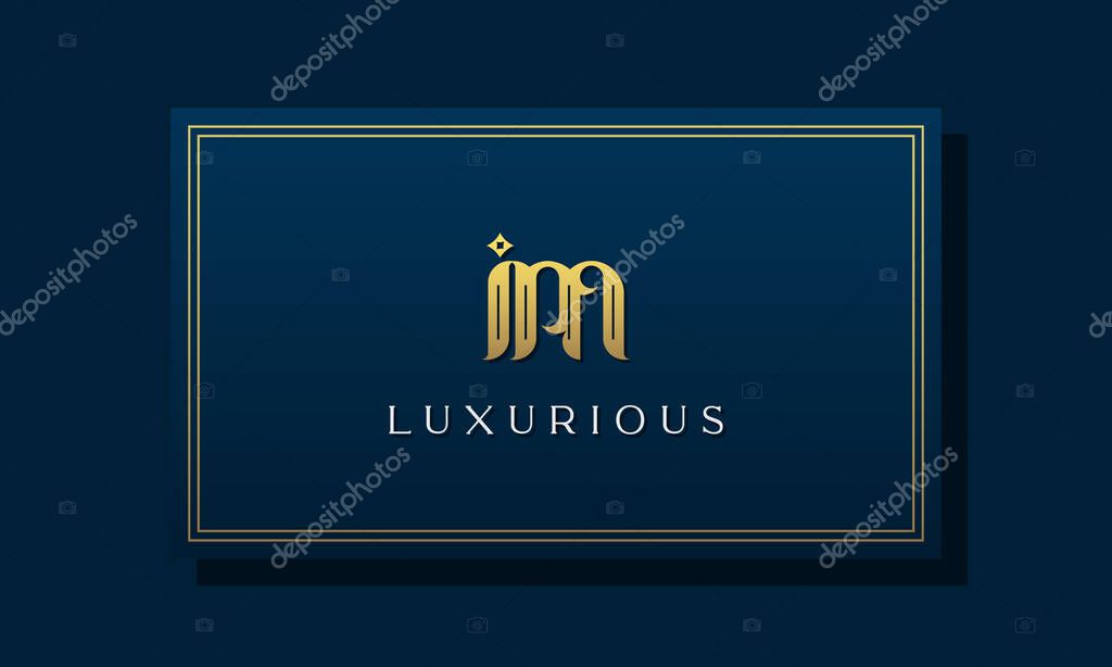 Vintage royal initial letters IM logo. This logo incorporate with luxurious typeface in the creative way. It will be suitable for Royalty, Boutique, Hotel, Heraldic, fashion and Jewelry.