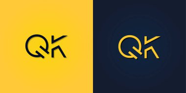 Minimalist Soyut İlk harf QK logosu.